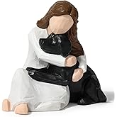 Girl Hugging Dog Figurine, Pet Loss Memorial Statue for Dog Lovers, Hamdmade Sculpture for Home Decor, Sympathy Gift for Pet Owners, Women, Friends and Family