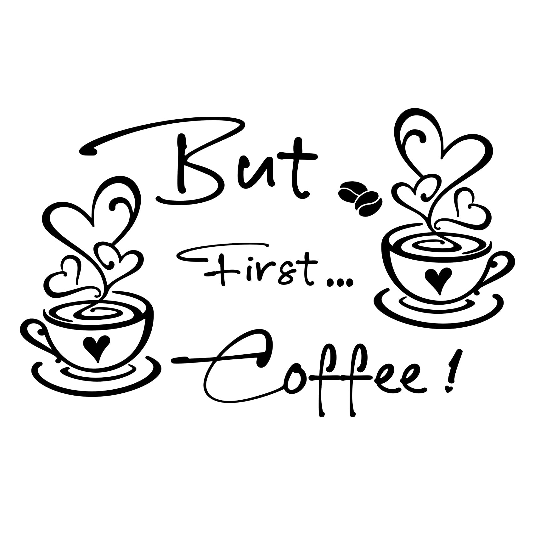 2 Kitchen Decor Stickers Stickers, But First Coffee Cups and Beans Peel and Stick Wallpaper, DIY Removable Wall Art Decals Wall Posters Home Decor
