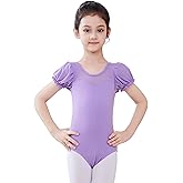 Daydance Girls Ballet Leotard, Puff Sleeve Girls Mesh Dance Leotard for Ballet, Gymnastics