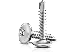 Marysino 200Pcs #8 x 1" Self Tapping Screws for Metal, 410 Stainless Steel, Sheet Metal Screws for Metal, Truss Head Stainless Sheet Metal Screws