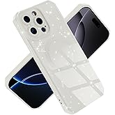 LIFCIUSO Magnetic Case for iPhone 14 Pro Max 6.7", White Glitter Luxury Slim Shine Edge Silicone Shockproof Phone Case for Women Girls (Magsafe Compatible) (White)