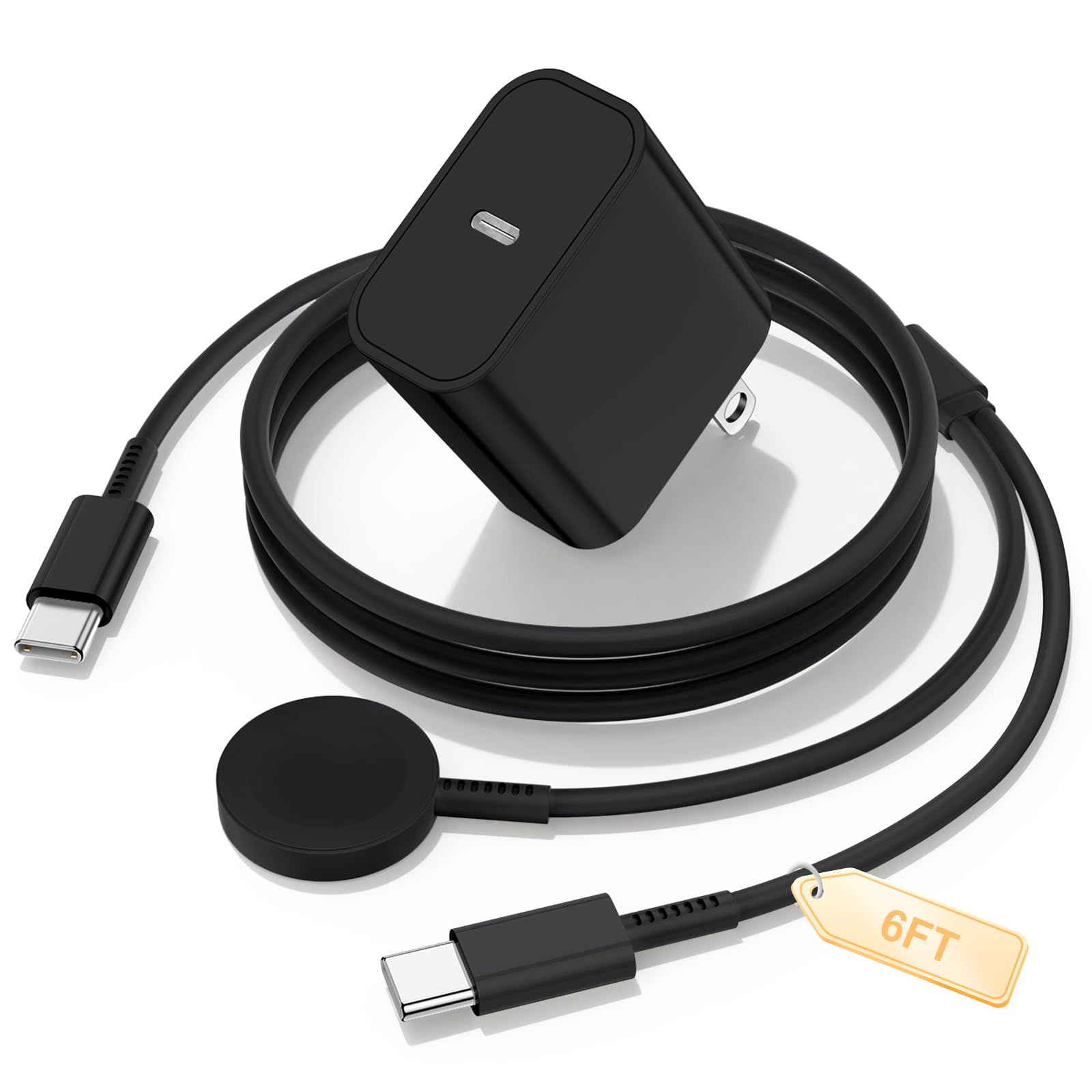 Photo 1 of Cndons 2 in 1 Smart Watch Charger 6FT for Samsung Galaxy Watch Ultra/8/7/6/5/4/3/Active 2/1 (Pro,Classic)& 45W USB-C Super Fast Charger for Samsung Phone S25 S24 S23 S22, Magnetic Watches Cable Cord