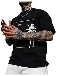 GORGLITTER Men's Crewneck T Shirt Letter Graphic