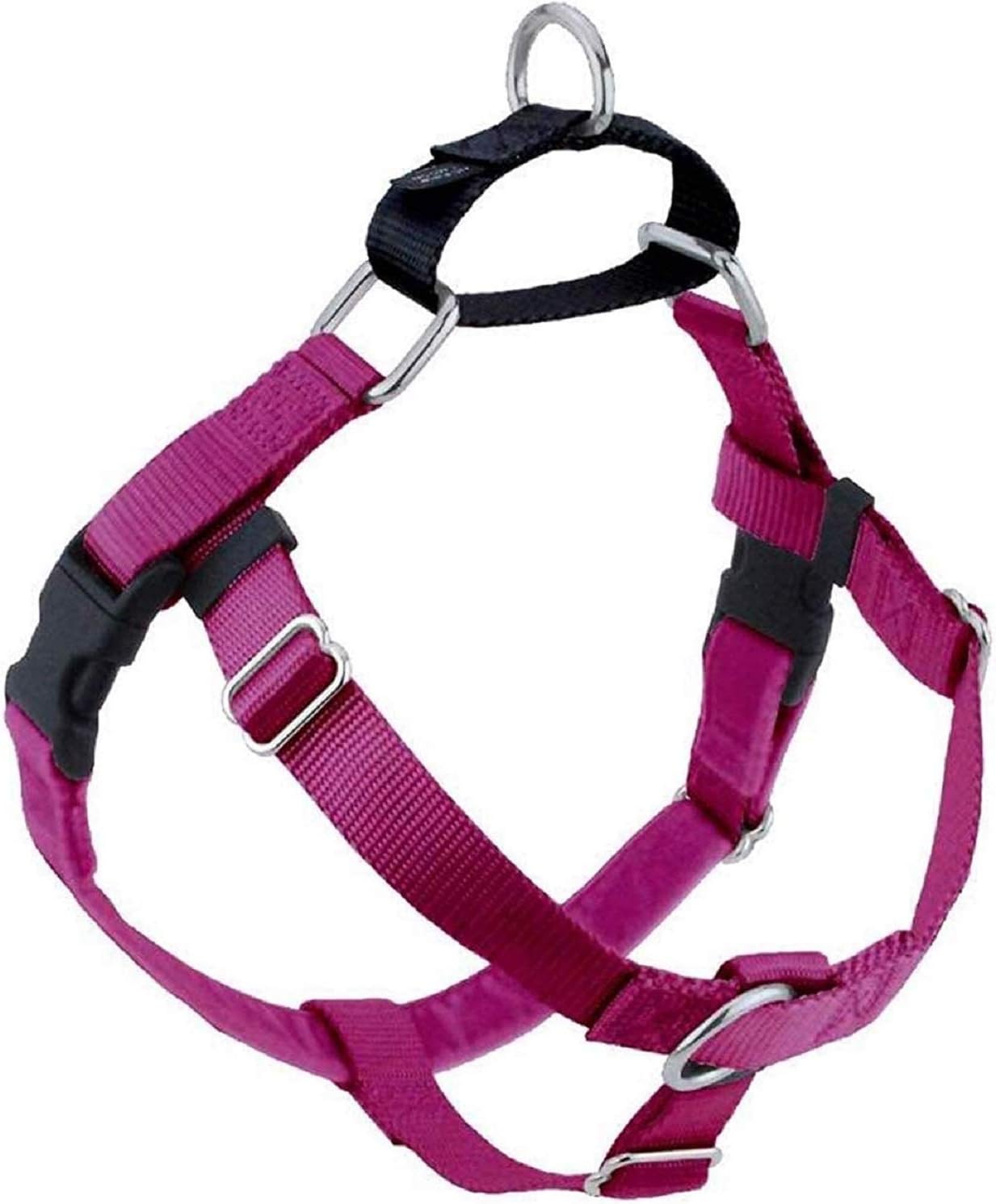 2 Hounds Design Freedom No Pull Dog Harness | Comfortable Control for Easy Walking | Adjustable Dog Harness | Small, Medium & Large Dogs | Made in USA | Solid Colors | 5/8" MD Raspberry