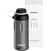 BOBBER 30 oz Tritan Water Bottle with Strainer Mesh, Premium Quality — BPA Free, Leak Proof & Dishwasher Safe Sports Water Bottle — Lightweight Portable No Spill Water Bottle for Adults (Black)