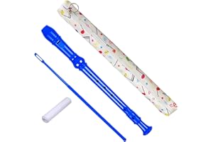 Auteey 8 Hole German style Soprano Recorder for Beginners,Music Flute with Gift Case Bag Cleaning Rod For Home Entertainment (Blue)