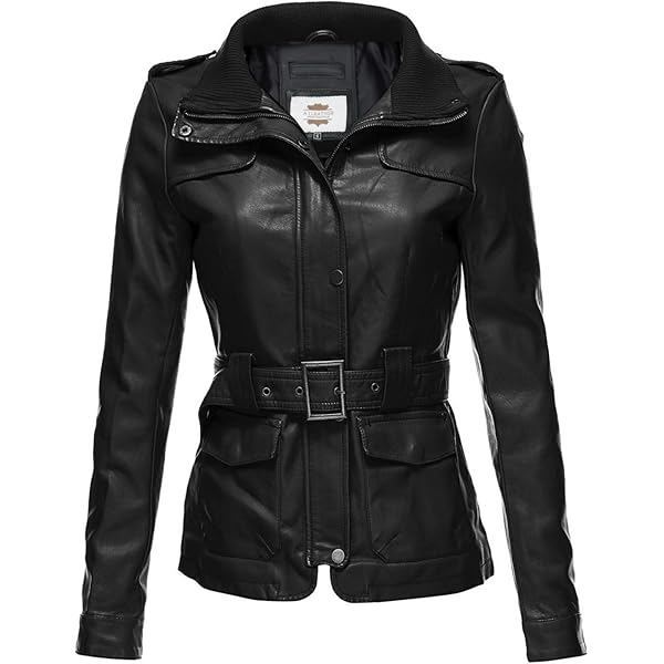 Notch Collar Quilted Biker Faux Leather Jacket for Women