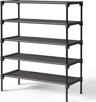 Kitsure Premium Non-Woven Shoe Rack Shelf 70x30x78 cm Black