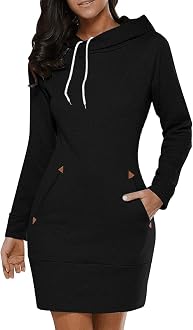 Zipper Tunic Sweatshirt Dress Hoodie 