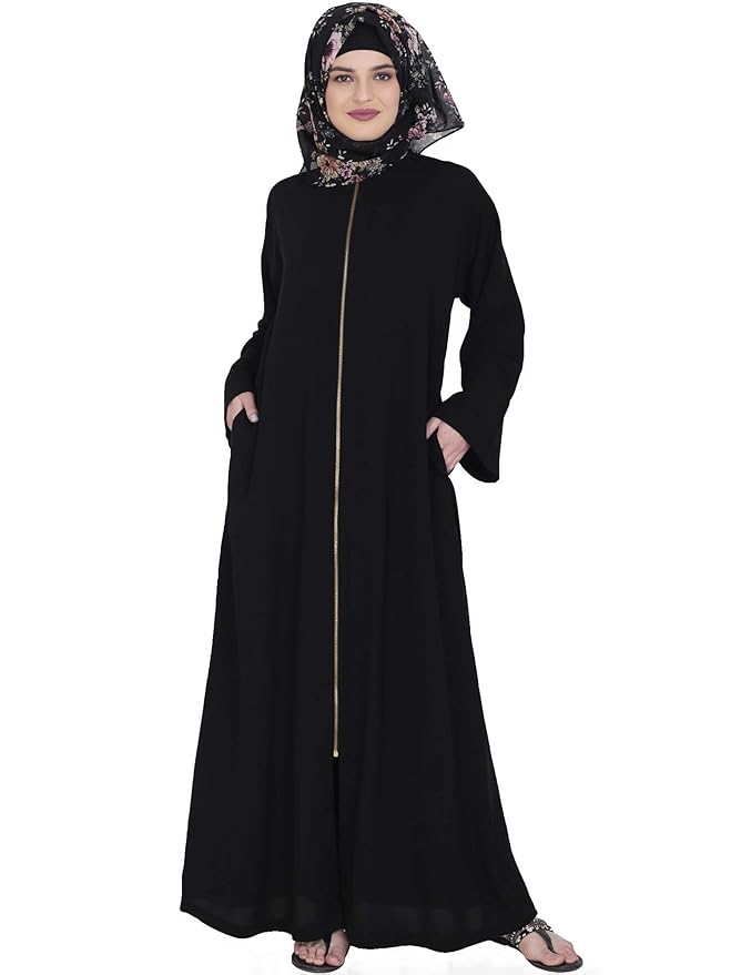 MODESTLY Dazzling Zip Up Black Abaya Amazon in Clothing MODESTLY Dazzling Zip Up Black Abaya Amazon in Clothing