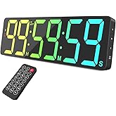 15.7" Digital Wall Timer, 99H Countdown &amp; Count Up with Remote Control | 18 Colors RGB Wall Clock Timer with Extra Large LED Display for Office, Home Decor, Kitchen, Living Room, Gym, Classroom