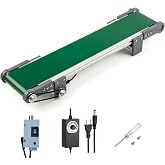 UCEXPLAB 20 inch Electric Desktop Conveyor Belt 10x50CM, 0-167RPM with Forward and Reverse Switch Stepless Speed Adjustment PVC Belt Conveyor for Friction Experiment Model, Production Line, Home DIY