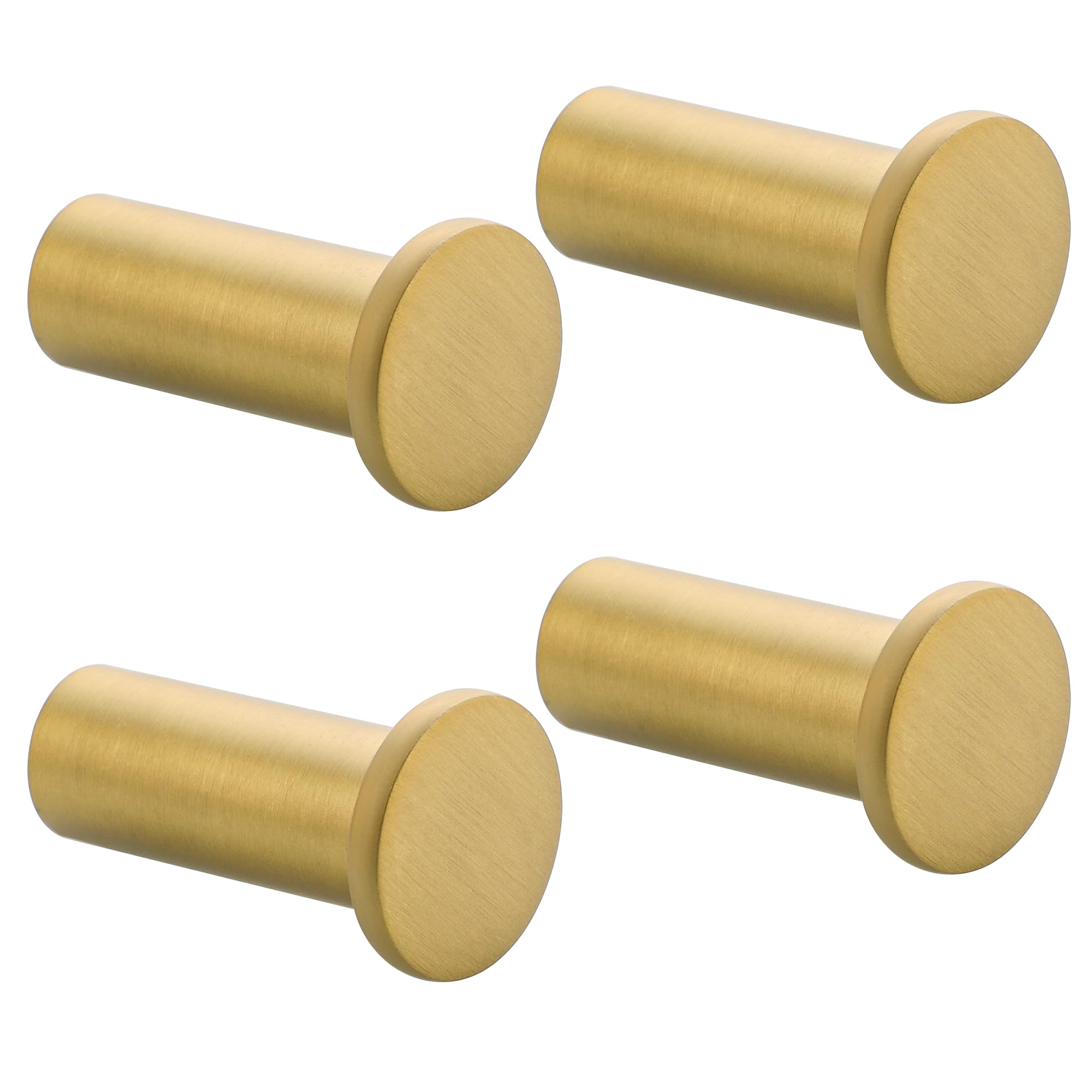 SAYAYO 4PCS Coat Hooks Wall Mounted SUS304 Stainless Steel Door Hook for Hanging Towels Wall Hooks for Bathroom Heavy Duty Brushed Gold, EGOY001Y-G-4P
