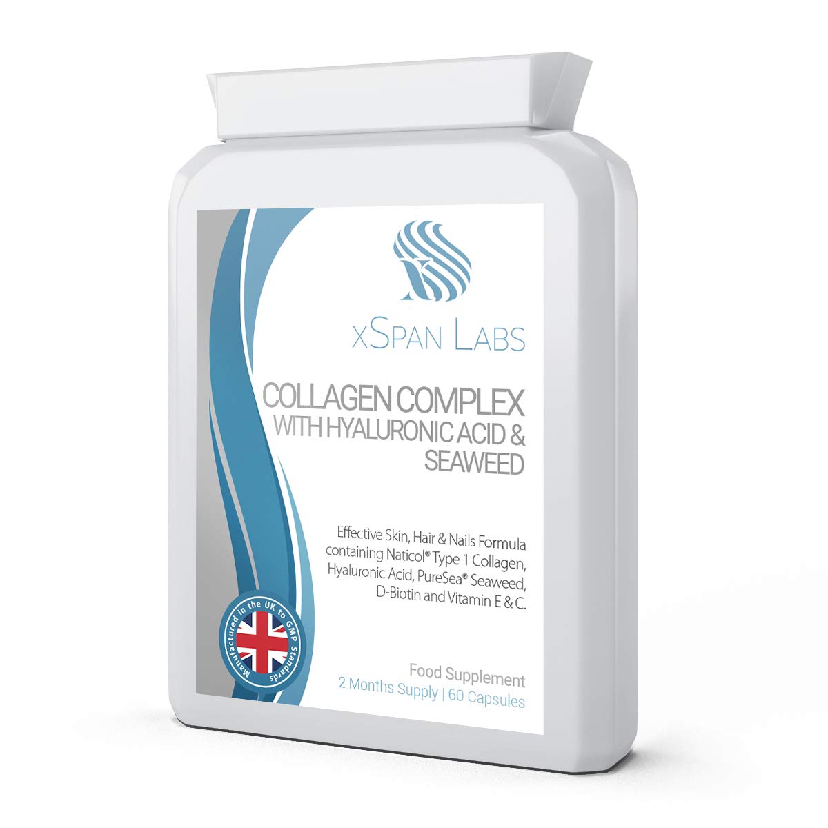 Marine Collagen Complex with Hyaluronic Acid & Seaweed – 60 Capsules - Naticol® Hydrolysed Collagen 500mg with Biotin, Vitamin C & E - Collagen Supplements for Women – Skin, Hair & Nails Formula