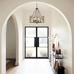 SANTOSTOCK D19'' Farmhouse Chandelier, 4-Light