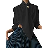 UOOZEE Women's Long Sleeve Button Down Tie Neck Blouse Dressy Casual Formal Office Work Shirt Tops