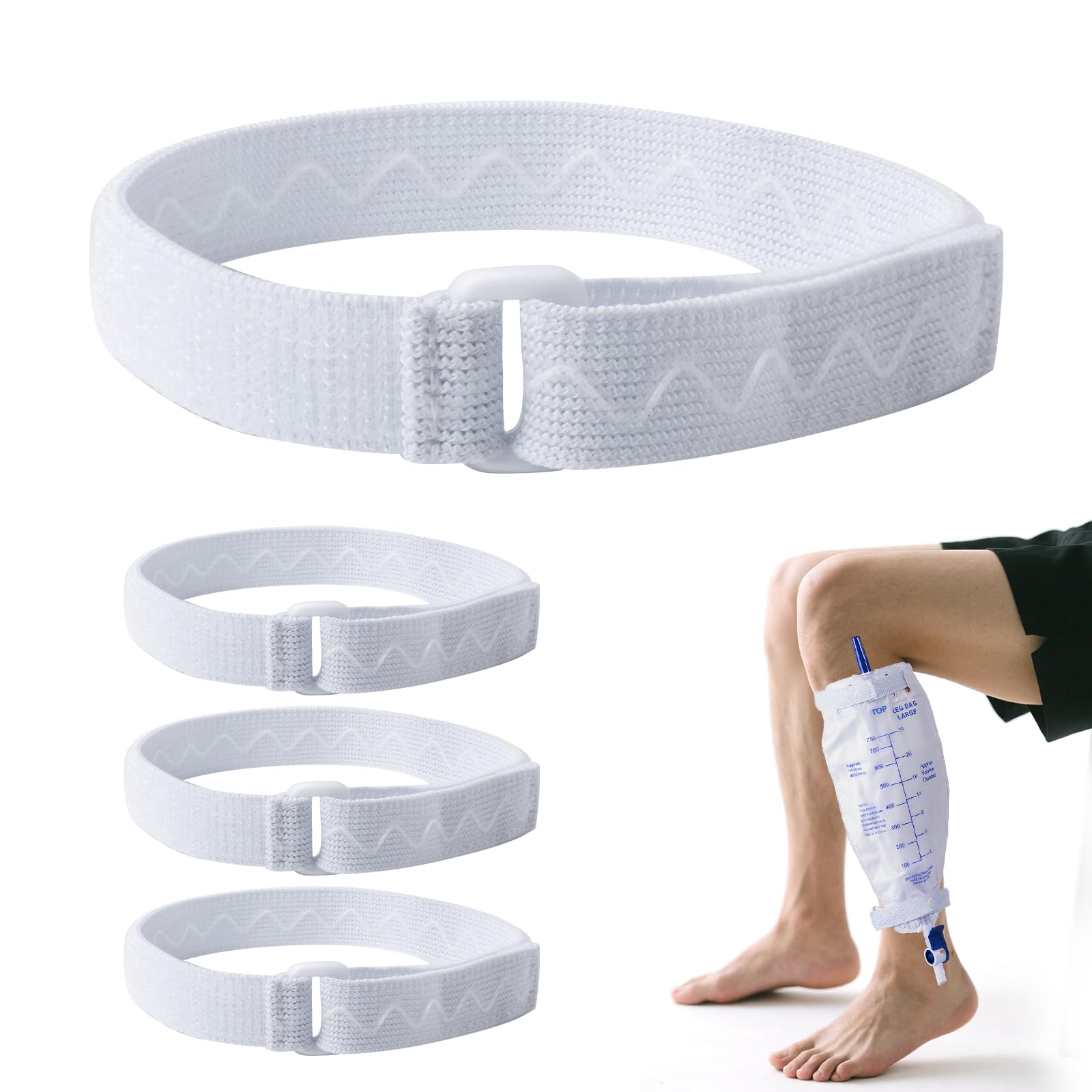 Photo 1 of 4 PCS Adjustable Anti-Slip Catheter Leg Bag Straps | Medical Cotton with Silicone Grip | Fits Foley Urinary Drainage Bags | Post-Surgery, Elderly Care | Washable, Latex-Free, Hypoallergenic