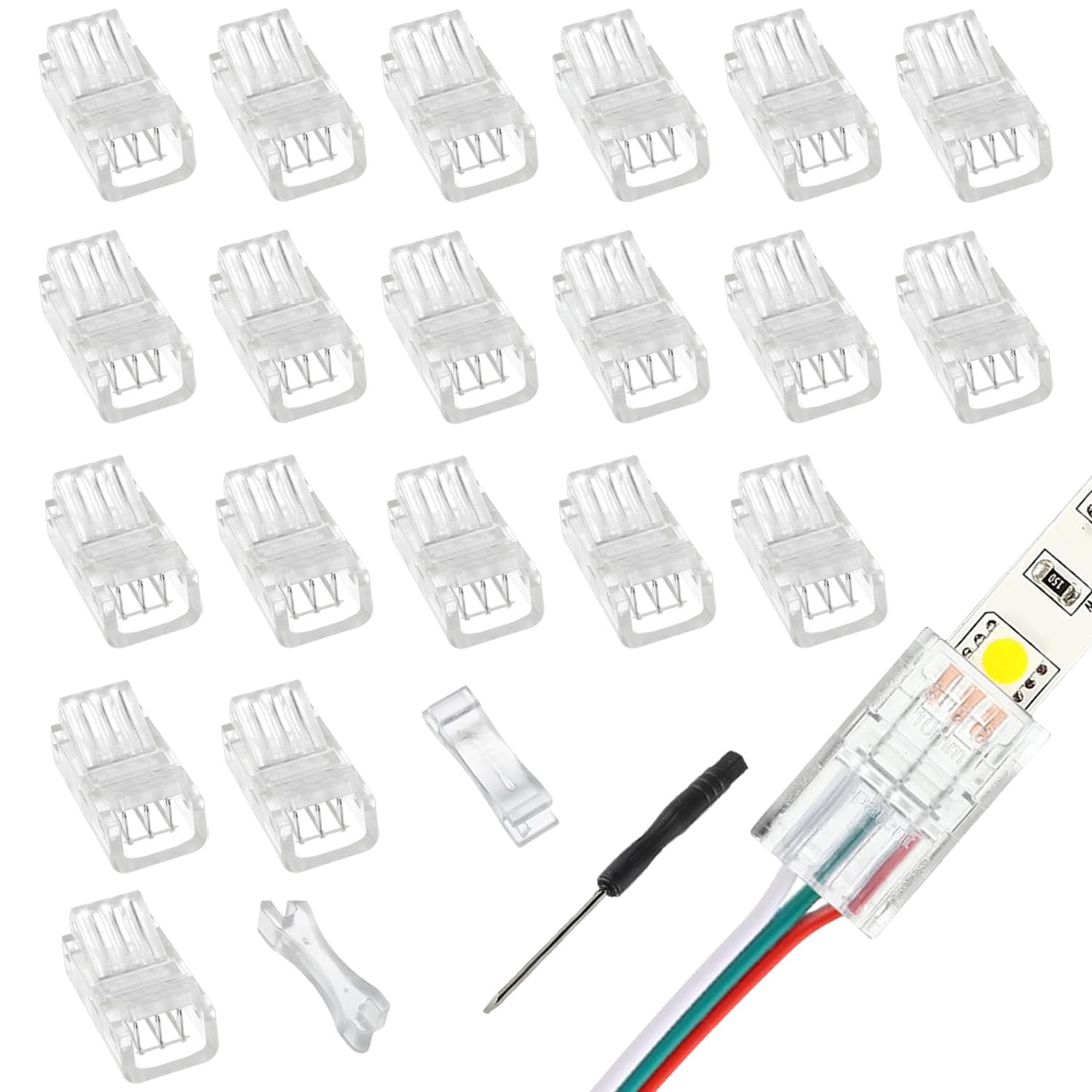 Photo 1 of EPLZON 3 Pin 8 mm LED Strip Connector - Quick Connector RGB Lights Adapter for 5050 LED RGB Strip Light (20pcs)