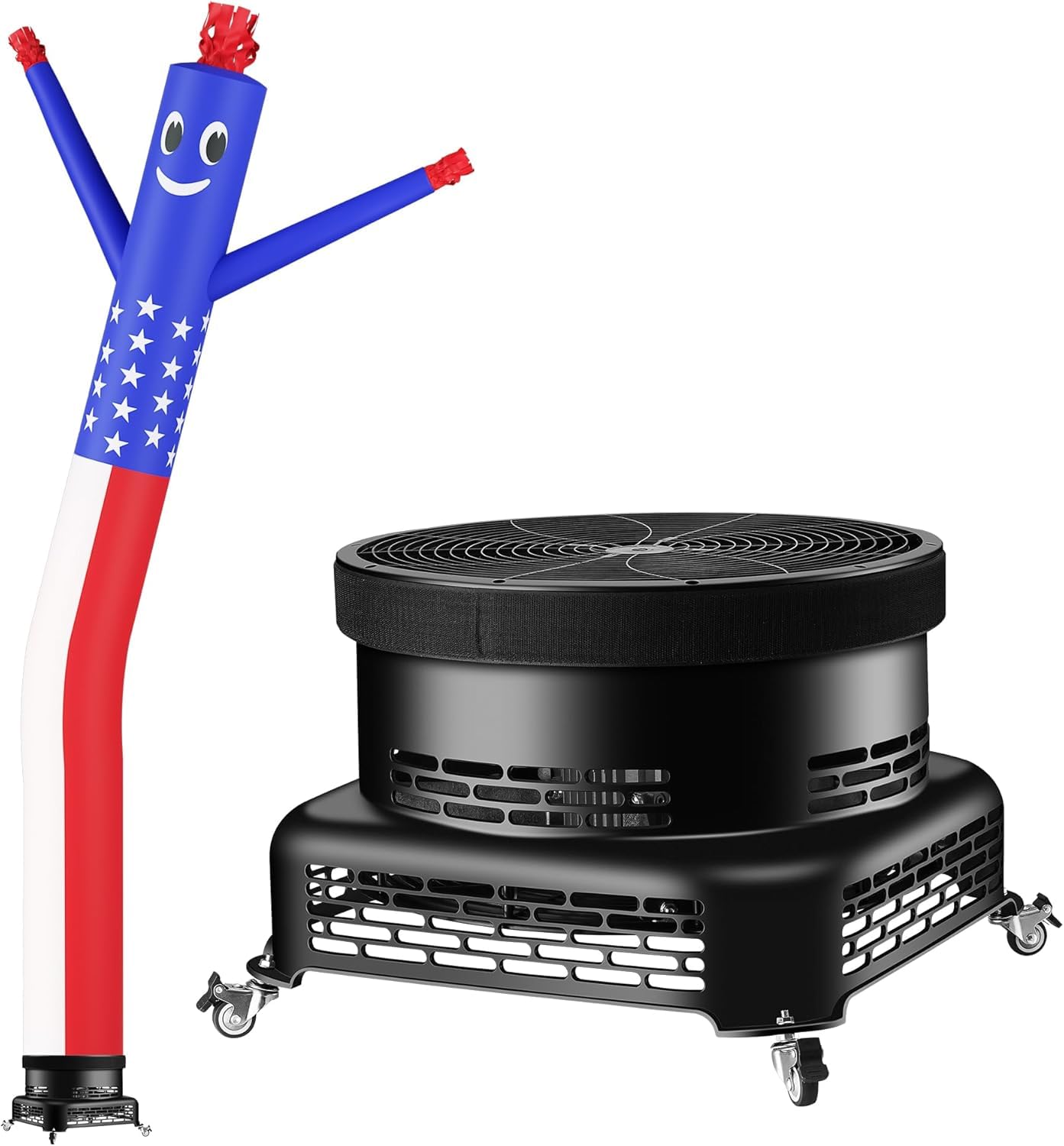 Photo 1 of BSMTEK 20FT Air Inflatable Waving Tube Man Set with Blower & Wheel, Air Puppet Dance Artist for Mall Opening, Amusement Park, Outdoor Decoration?US-Flag