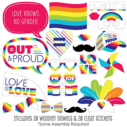 Big Dot of Happiness Love is Love - Gay Pride - LGBTQ Rainbow Party Photo Booth Props Kit - 20 Count - //coolthings.us