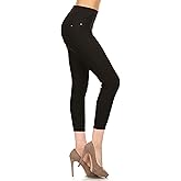 Leggings Depot Women's Cotton Blend Stretch Pull-on Jeggings Casual Pants with Pockets (Available in Plus Size)