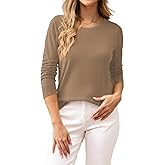 BAMBOO ISLAND Women's 100% Cotton Sweaters Long Sleeve Lightweight Knit Solid Soft Pullover Tops