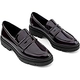 JENN ARDOR Women's Chunky Loafers Slip On Lug Sole Penny Loafer Comfort Casual Round Toe Mid Heels Platform Work Shoes