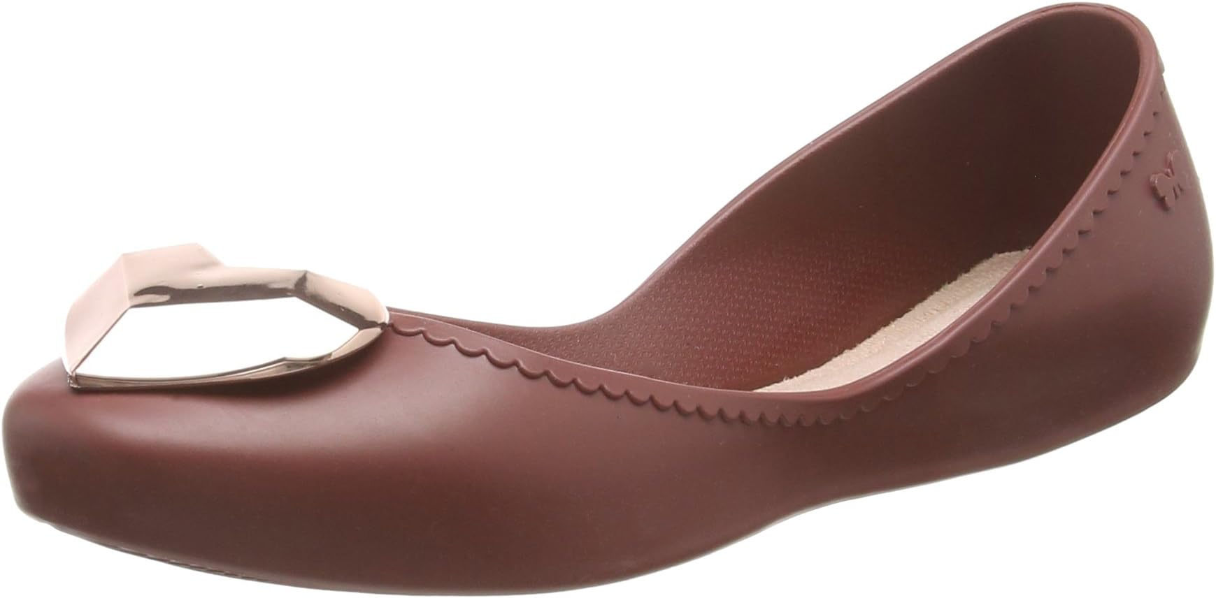 Zaxy Womens Plum Burgundy Start Metallic Heart Ballerina Flats