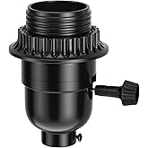 DiCUNO UL Listed Lamp Socket Replacement wtih ON/Off Switch, Black, 1-Pack | Light Socket Replacement, Threaded E26 Medium Base Light Socket with Lamp Shade Ring for Table, Floor Lamp Repair Kit