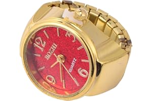 Baluue Women Men Finger Watch Vintage Ring Watch Round Quartz Analog Finger Ring Watch for Birthday Graduation Red
