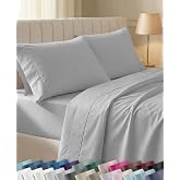 California Design Den Soft 100% Cotton Full Sheets Deep Pocket Set | 400 Thread Count Backed by Good Housekeeping Seal, 16" Deep Pocket, All-Around Elastic, Durable Sateen - Light Grey