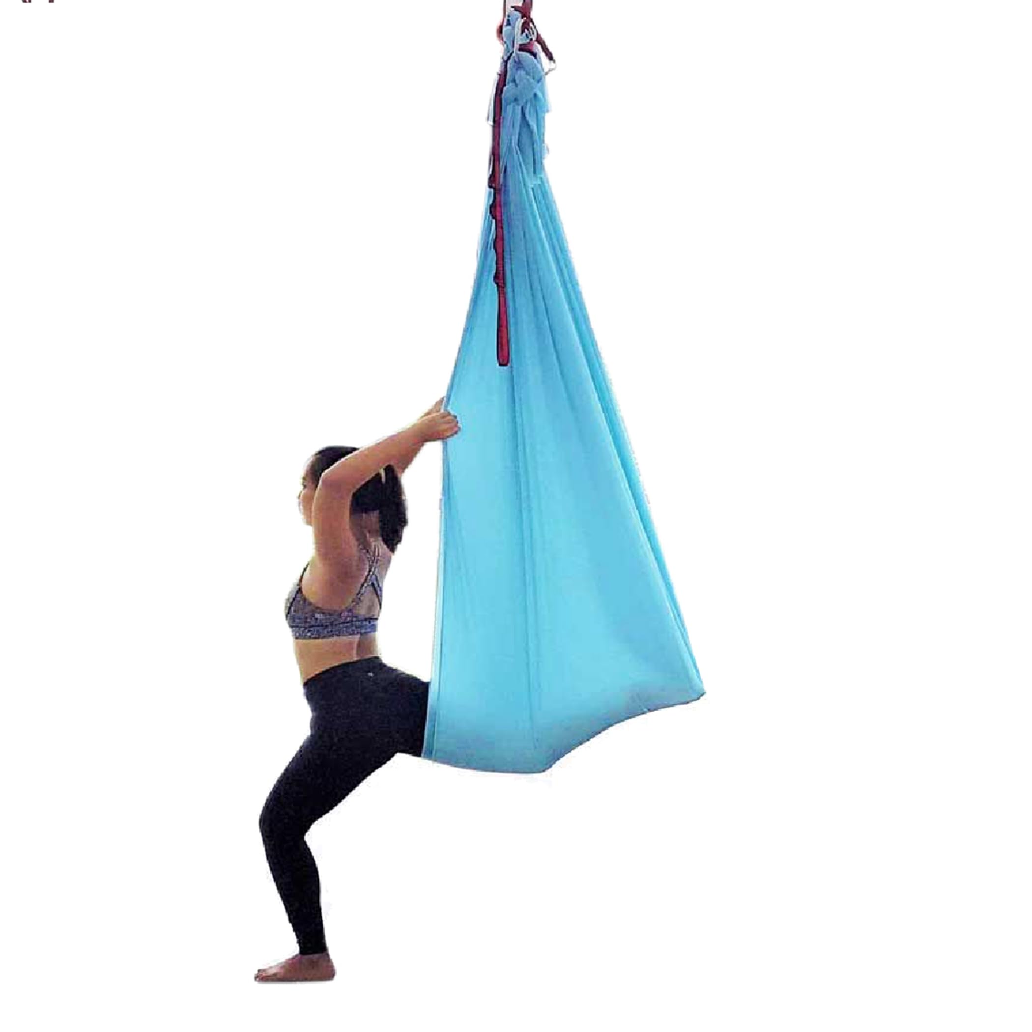 WELLSEM Deluxe L:5.5 Yards W:3 Yard Yoga Flying Swing Aerial Yoga Hammock Silk Fabric for Yoga Anti-gravity Pilates (Sky blue)