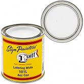 1 Shot Lettering Enamel Paint, Professional Pinstriping and Lettering Paint 4 OUNCE CAN 101L/4Z Can (101L- Lettering White)