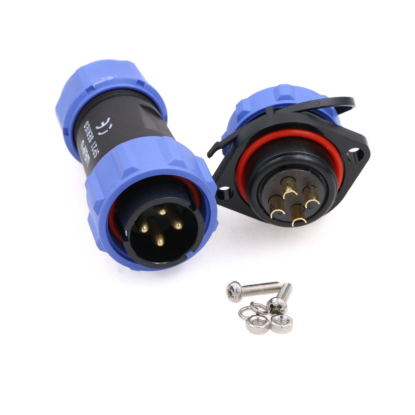 ZBLZGP WEIPU SP21 4 Pin Industrial Plastic IP68 Male Plug Female Socket Waterproof Connector Flange Cable Wire Aviation Connectors SP2110/P+SP2113/S — image 1