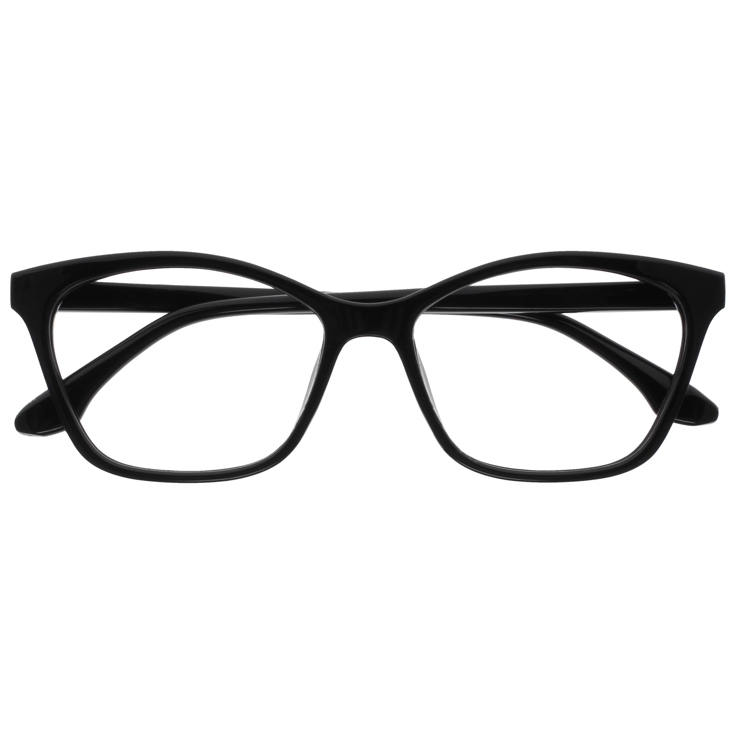OPULIZE KAT Reading Glasses - Cat-Eye Frame - Shiny Black - Men & Women - Spring Hinges - R59-1 - +3.00