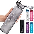 Cactaki 32 oz Water Drinking Bottle with Time Marker - Stay Hydrated - Hydration Tracker & Reminder to Drink With Hourly Measurement Markings - Leak Spill Proof & BPA Free