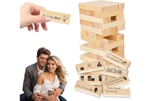48 Pcs Naughty Block Tower Game, Couples Tower Stacking Blocks,Valentine Tumbling Stacking Blocks Game, Wooden Couple Games f