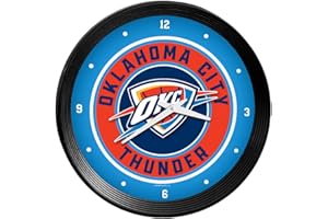 The Fan-Brand NBA Oklahoma City Thunder: Ribbed Frame Wall Clock- Sports Decor for Home, Game Room, Fan Cave & Garage - USA Made