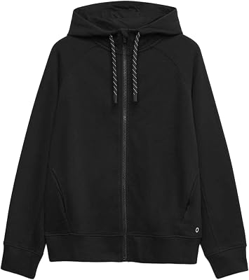 Sweat décontracté en Coton à Capuche et Fermeture à glissière Noir M