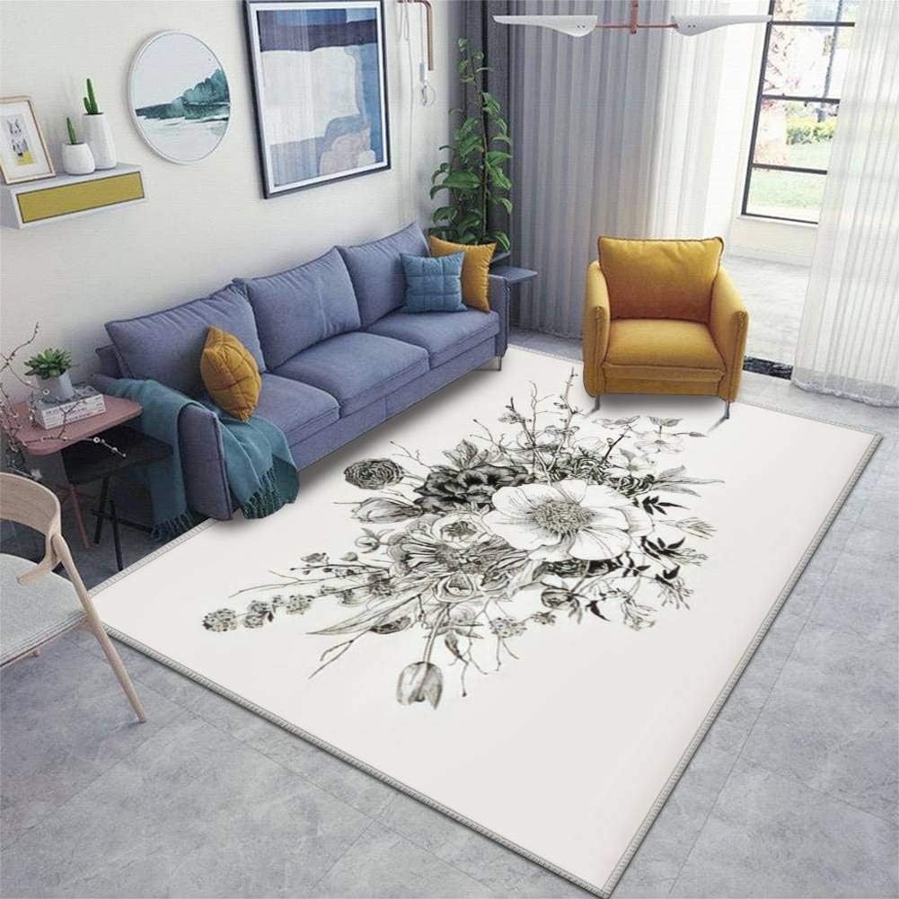 Bouquet Spring Flowers and Twigs Peonies, Spirea, Cherry Blossom, Area Rugs Floor Mat Non Slip Throw Rugs Soft Door Mat Nursery Carpet for Living Room Home Indoor Outdoor Runner Rugs Yoga Mat