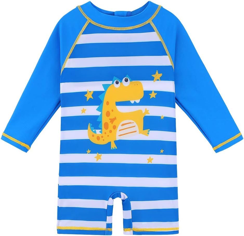 Baby Boys Swimsuit Short Sleeve One Piece Swimwear Zip Rash Guard Sun Protection Wetsuit UPF 50+ 6M-4Y Swimming Bathing Beachwear