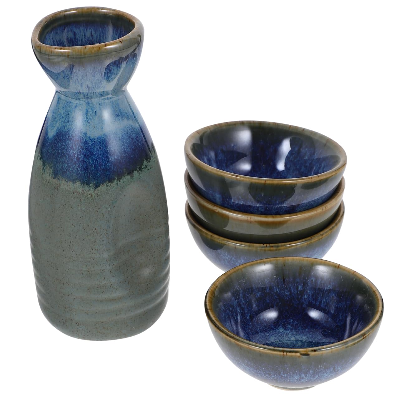 DOITOOL Ceramic Japanese Sake Set with 1 Pot and 4 Cups Traditional Hand-Painted Saki Cups for Home Restaurant and Use