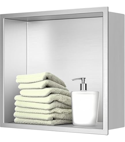 Greenspring 12" X 25" Stainless Steel Shower Niche Insert Tile Ready, Niche For Shower Wall, 2-Tier Recessed Shelves No Tile Needed For Bathroom Storage, Matte Black