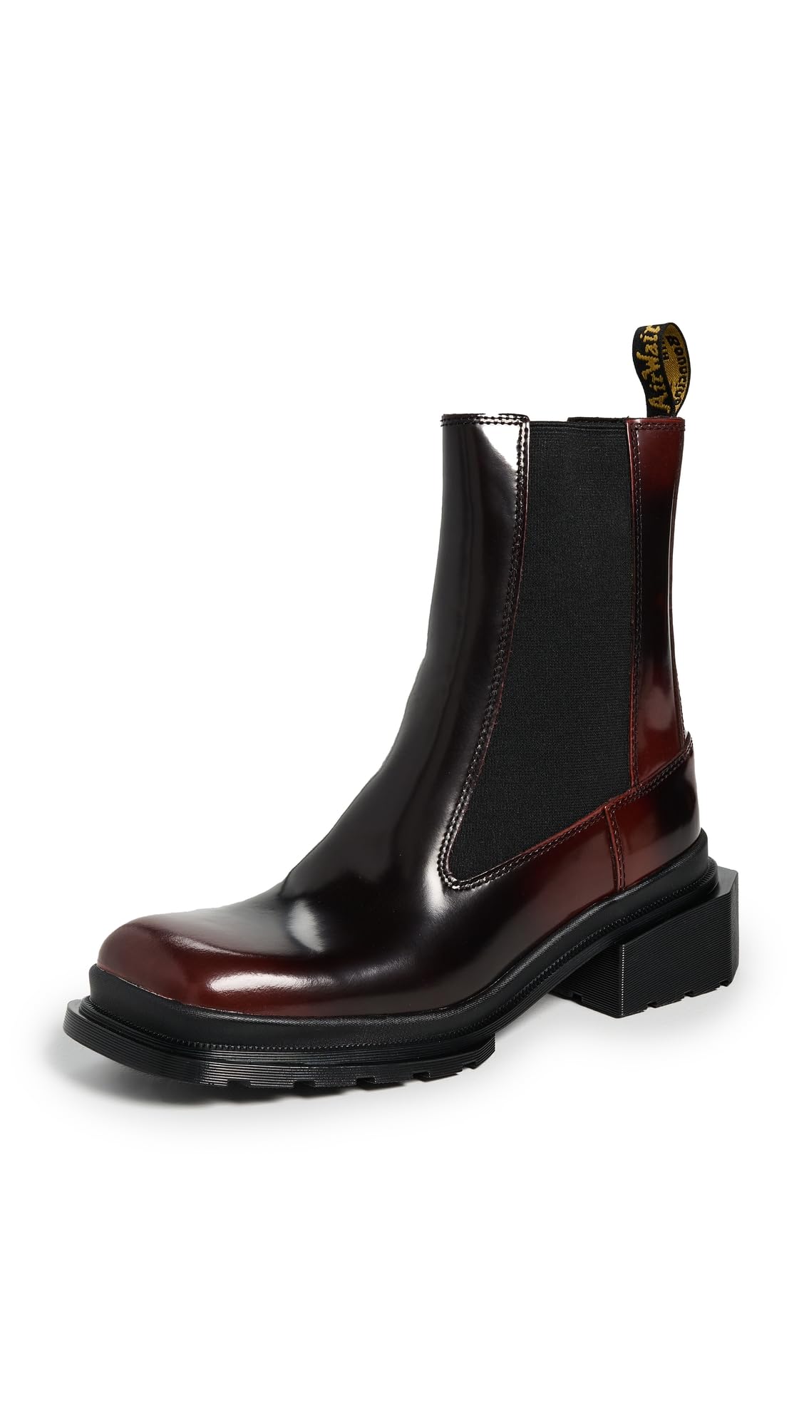 Dr. Martens Women’s Maybole Square Toe Chelsea Boots, Black+Cherry Red Arcadia, 3UK, 5 US Women
