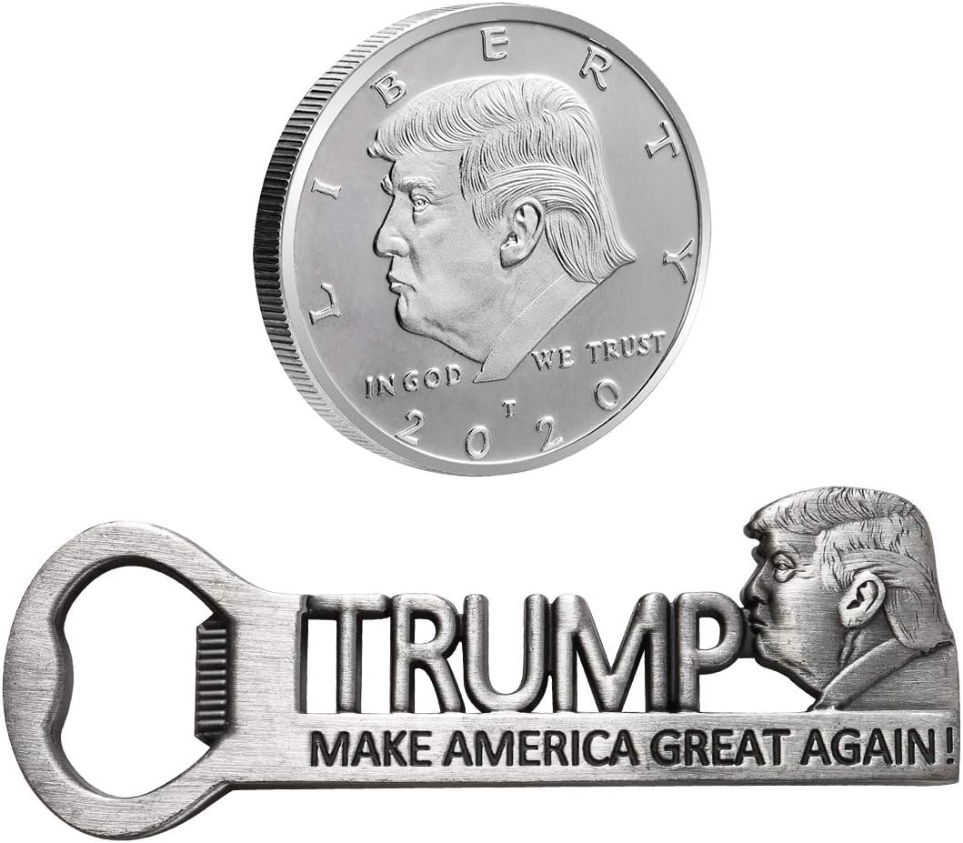 Donald Trump Merchandise 2024 Gifts for Men Women- Magnetic Bottle Opener and Collectible Challenge Coin 2024, Super Gifts for dad men