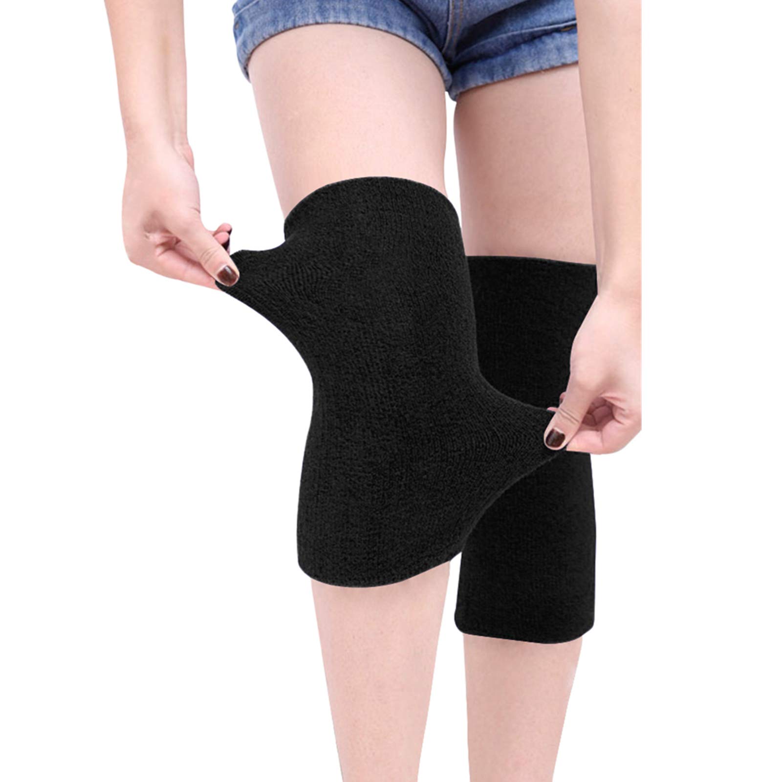 JIAHG Thermal Knee Leg Warmers Stretchy Knit Cashmere Knee Compression Sleeves Winter Cold Knee Warmer Warm Support Wrap Leg Cover for Men Women Elderly