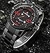 Tonnier Men's Stainless Steel Calendar Watch, Black Unique Case& Red Numbers