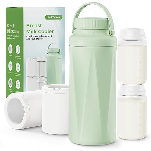 EASYVAVA Portable Breast Milk Cooler Bottle-22oz Breastmilk Chiller for Outdoor Travel Mom, Keeps Milk Fresh Cooling for 24 Hours,Breastfeeding Essentials with 2pcs Bottle for Breastmilk Storage