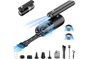 Vacallity Portable Car Vacuum Cleaner, Small Car Vacuum Handheld Cordless Rechargeble, Foldable 3 in 1 Mini Vacuum Cleaner, Cleaning Kits for Car Sofa Computer and Pet, 9000PA（2 HEPA