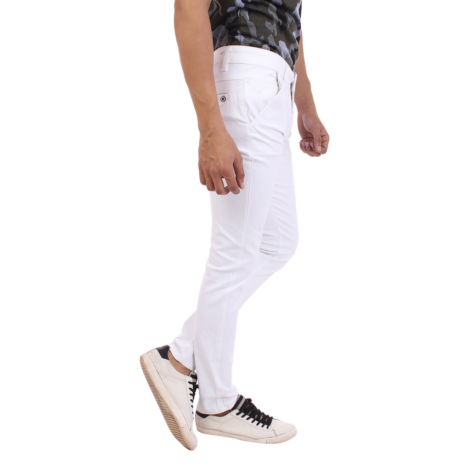 aarzu style mens white shot slim fit jean